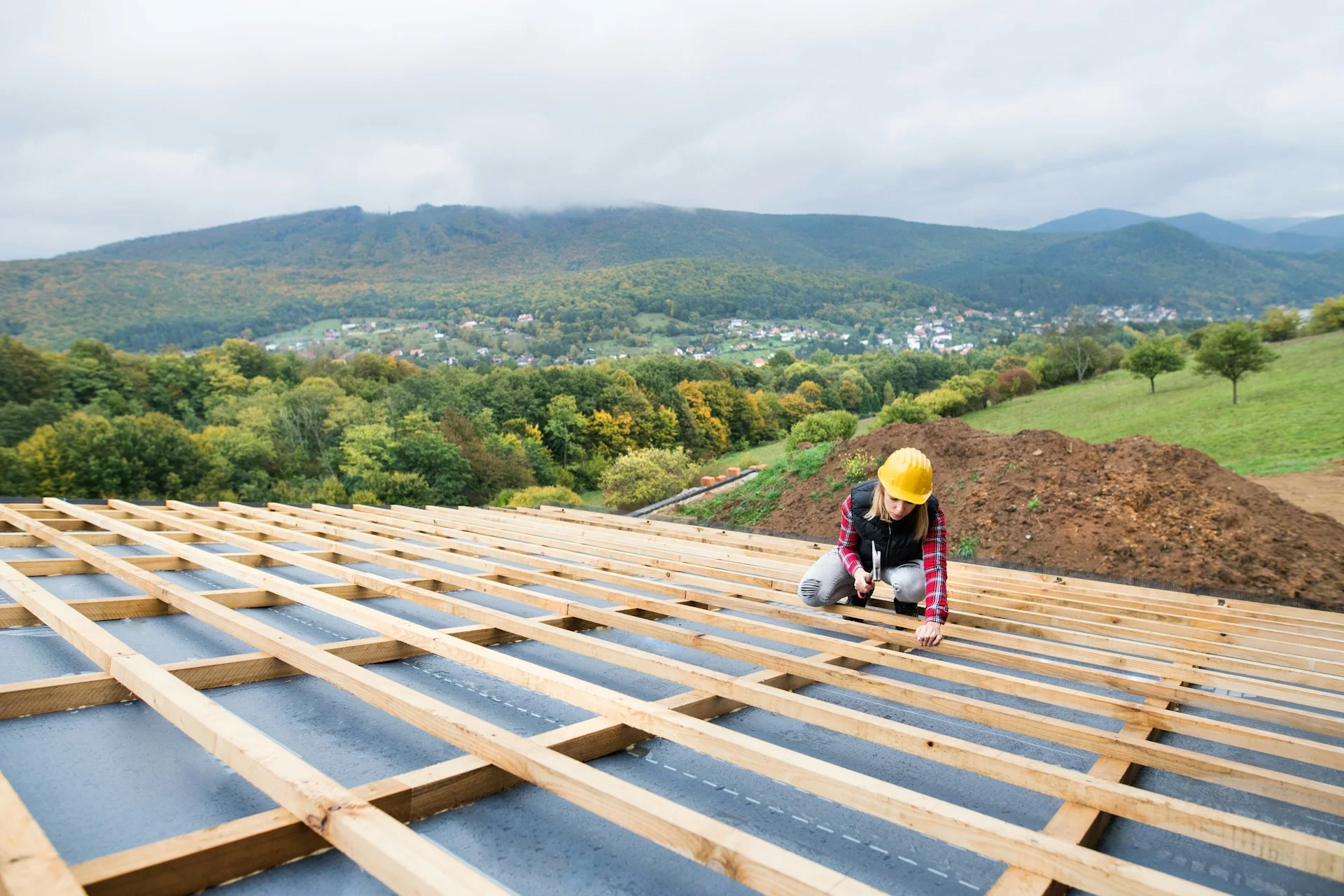 woman with a hard hat 